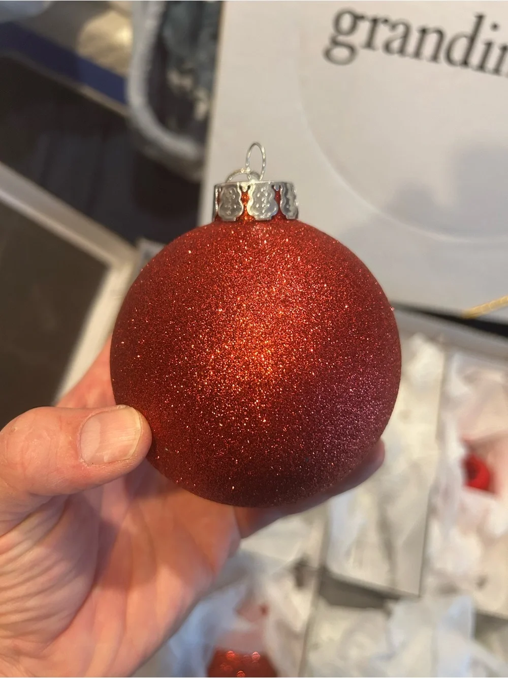 Holiday Christmas Ornament Set - Red, Green, Silver
